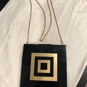 Valentino black/gold square evening purse.